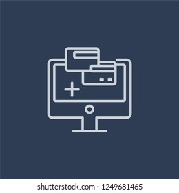 Online shopping icon. Online shopping linear design concept from  collection. Simple element vector illustration on dark blue background.