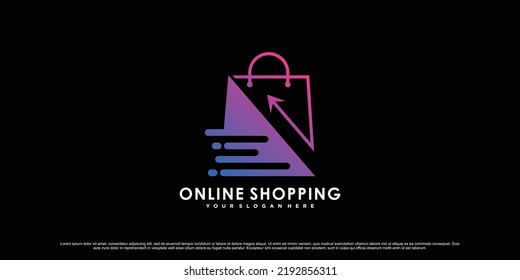 Online shopping icon logo design for commerce business with modern concept Premium Vector
