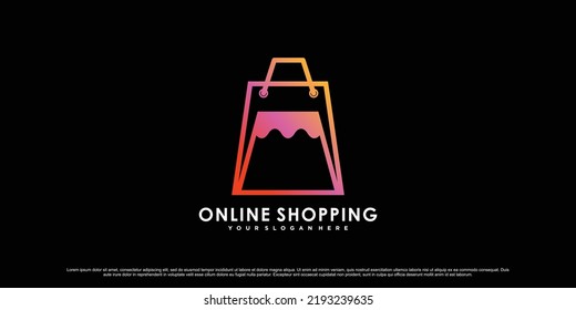 Online shopping icon logo design for commerce business with modern concept Premium Vector