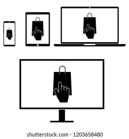 Online shopping icon, logo on white background