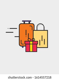 Online shopping icon, mobile app templates, concept vector illustration flat design