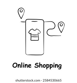 Online Shopping Icon – Mobile E-Commerce and Digital Retail