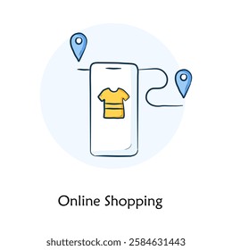 Online Shopping Icon – Mobile E-Commerce and Digital Retail