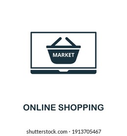 Online Shopping icon. Monocrome element from new normality collection. Online Shopping icon for banners, infographics and templates.