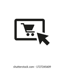 Online shopping icon on white background.