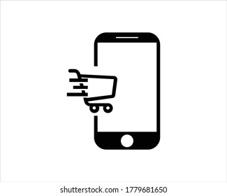 Online shopping icon on white background.
