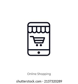 Online Shopping icon. Outline style icon design isolated on white background