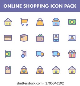 Online shopping icon pack isolated on white background. for your web site design, logo, app, UI. Vector graphics illustration and editable stroke. EPS 10.