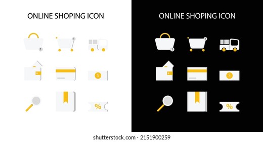 Online shopping icon pack with light and dark mode