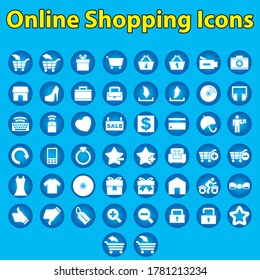 online shopping Icon set - Different symbols. illustrator template. all are 50 icons