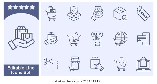 online shopping icon set. E-Commerce symbol template for graphic and web design collection logo vector illustration