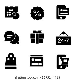 Online shopping icon set ecommerce