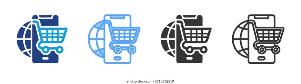 Online Shopping icon set multiple style collection