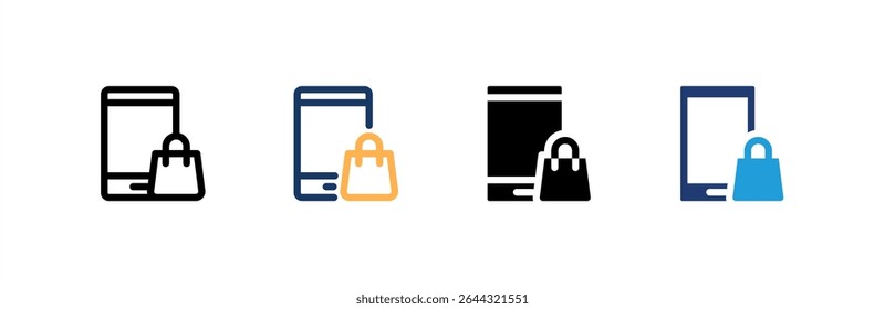 Online Shopping icon set multiple style collection. Vector illustration.