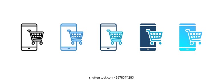 Conjunto de iconos de compras en línea colección de estilo múltiple