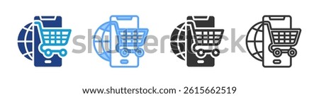 Online Shopping icon set multiple style collection