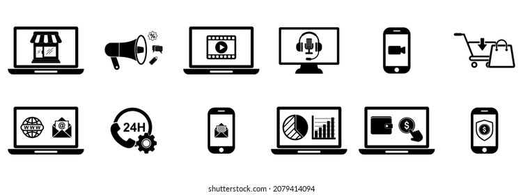 online shopping icon set, shopping vector set sign symbol