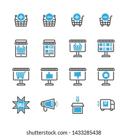 Online shopping icon set.Vector illustration
