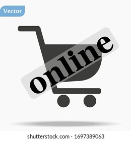 Online shopping icon. Shop basket on white background