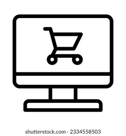 Icono de compras en línea. Diseño sencillo. Vector de línea. Aislar sobre fondo blanco.