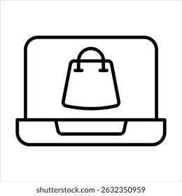 Symbol für Online-Einkauf. Einfache Vektorkonturgrafik