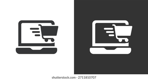Icono de compras en línea. Icono de la serie de glifos sólidos