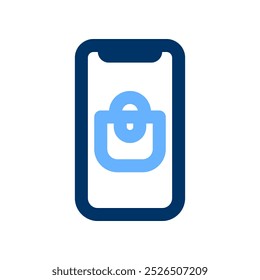 Online shopping icon symbol for business in pictogram color outline editable stroke illustration
