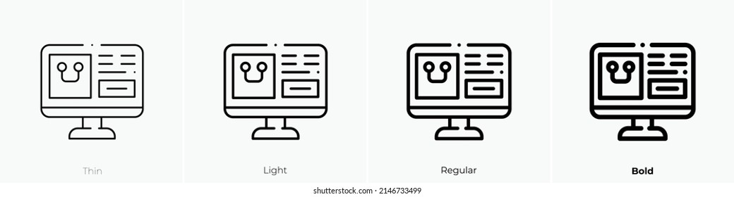 online shopping icon. Thin, Light Regular And Bold style design isolated on white background