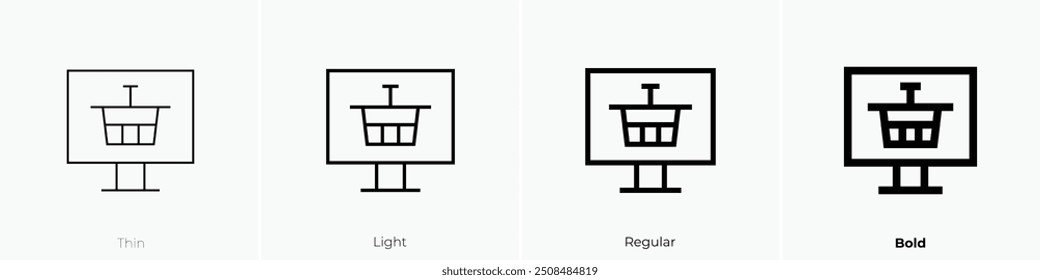 online shopping icon. Thin, Light Regular And Bold style design isolated on white background