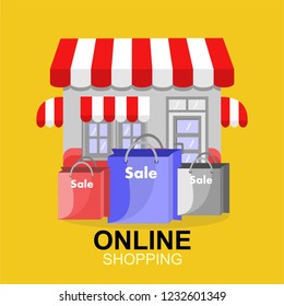 Online shopping, icon vector