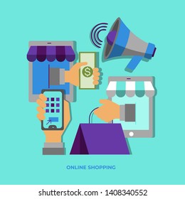 Online shopping icon vector design
