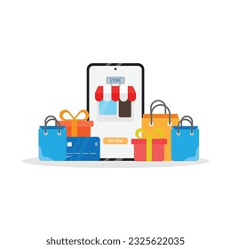 Diseño de vectores de iconos de compras en línea.