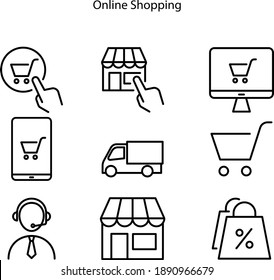 Online Shopping icon. Online Shopping icon vector, Online Shopping Eps10, Trolley Logo, Shopping Logo, web icons, trolley icon,  
