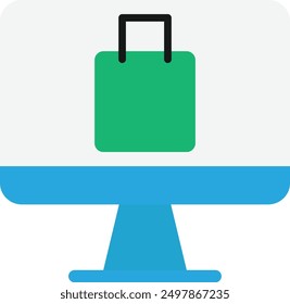 Compras en línea Icono Vector Ilustración plana