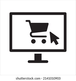 Online shopping icon. Vector and glyph