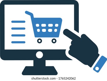 Icono de compra en línea, gráficos vectoriales
