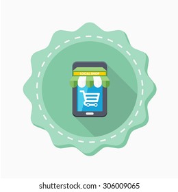 Online shopping icon, vector illustration. Flat design style with long shadow,eps10