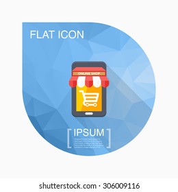 Online shopping icon, vector illustration. Flat design style with long shadow,eps10