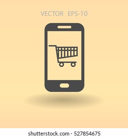 Ícone de compras on-line. ilustração vetorial