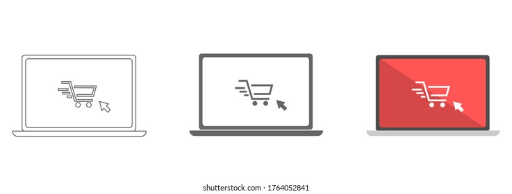Imagen vectorial de icono de compra en línea. Adecuado para aplicaciones móviles, aplicaciones web y medios de impresión