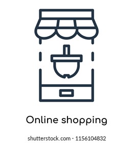 Online shopping icon vector isolated on white background, Online shopping transparent sign , thin symbols or lined elements in outline style