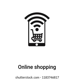 Online shopping icon vector isolated on white background, logo concept of Online shopping sign on transparent background, filled black symbol