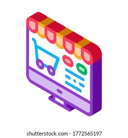 Online-Shopping-Symbol Vektor. Isometrisches Online-Shopping-Schild. farbige einzelne Symbolillustration