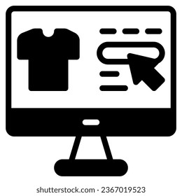 Vector de icono de compra en línea. Icono simple con estilo de línea sólida, adecuado para diseño gráfico, sitio web y aplicación móvil
