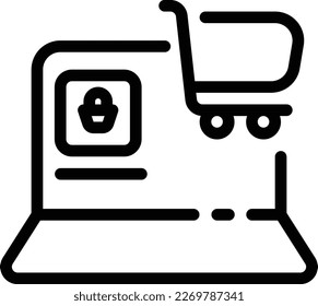 Vector de iconos de compras en línea: Un vector de iconos que representa las compras en línea a menudo incluye un carro de la compra o un símbolo de bolsa. Este icono se utiliza normalmente para indicar las opciones de compra en línea