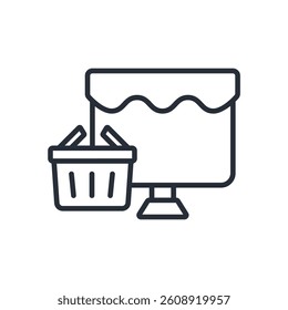 online shopping icon. vector.Editable stroke.linear style sign for use web design,logo.Symbol illustration.