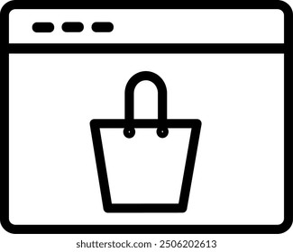 Online shopping icon. Web page with shopping bag icon. Replaceable vector design. 
