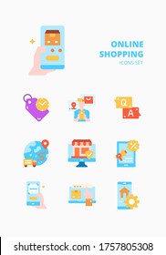 ONLINE SHOPPING Icon für Webseiten, Anwendungen, Karten, Druck, soziale Medien, Beiträge etc.