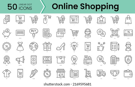 online shopping Icons bundle. Linear dot style Icons. Vector illustration