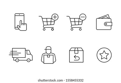 Online shopping icons collection set, E-commerce business, Symbol thin line design for application and websites on white background, Vector illustration